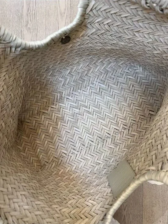 Dragon Diffusion Large Woven Leather Tote Bag Ivory Cream Handwoven - Picture 5 of 6